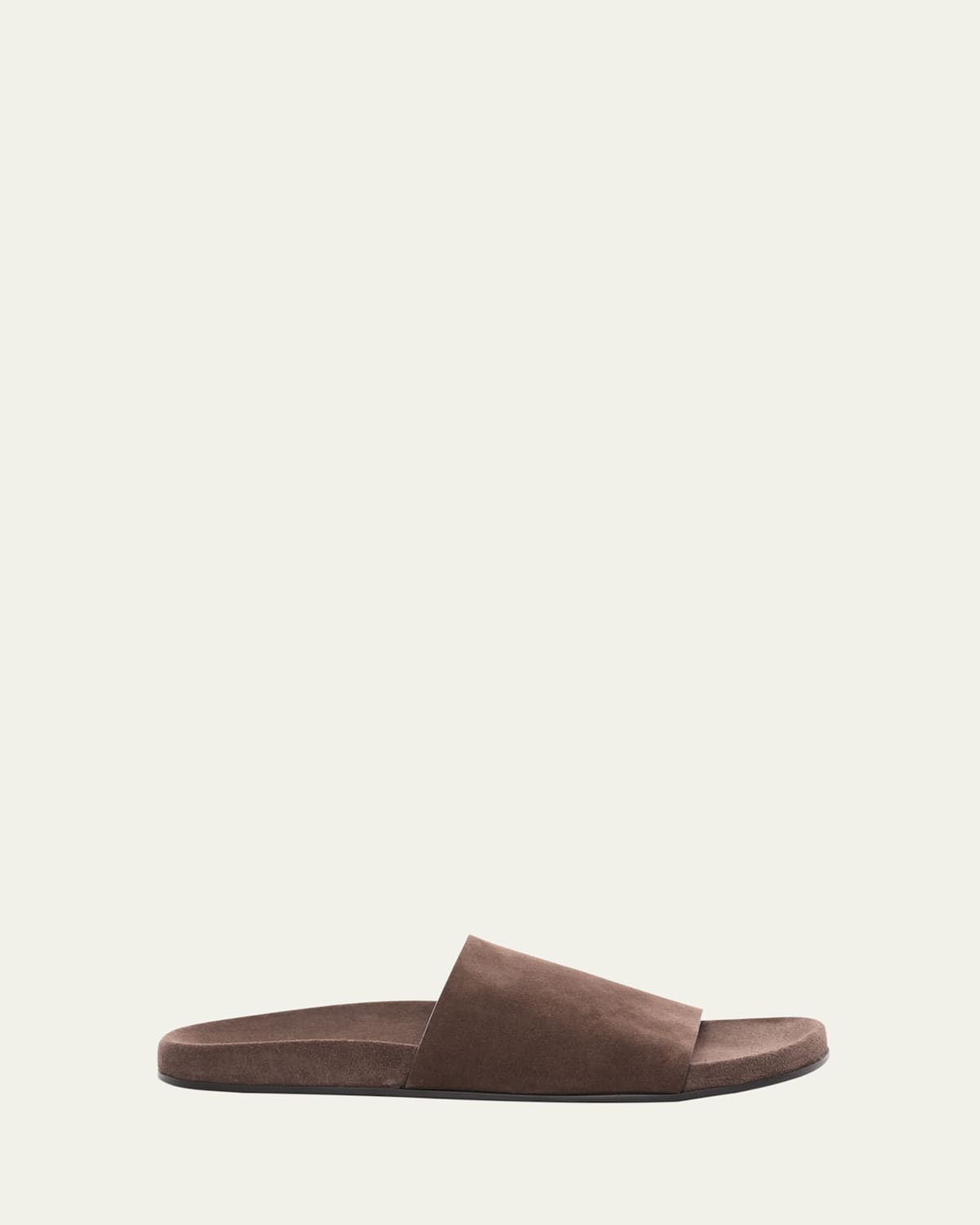 The Row Hugh Suede Flat Slide Sandals In Brown