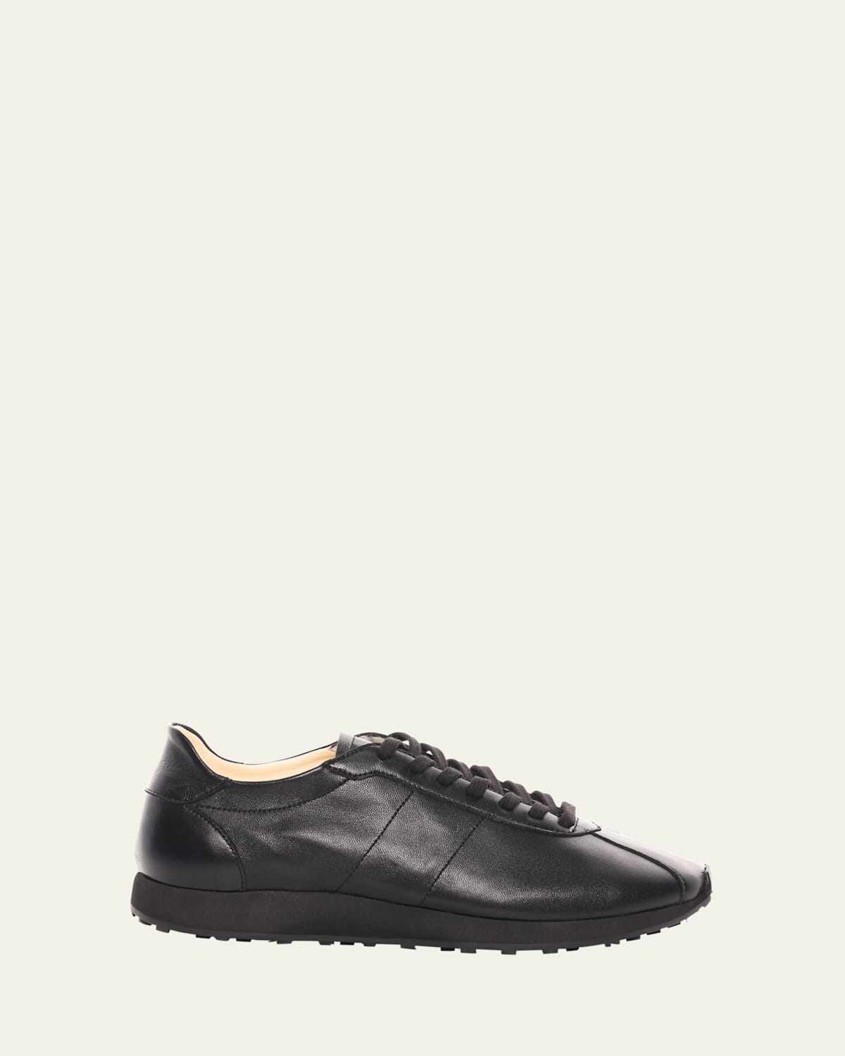 The Row Mica Leather Low-top Sneakers In Black