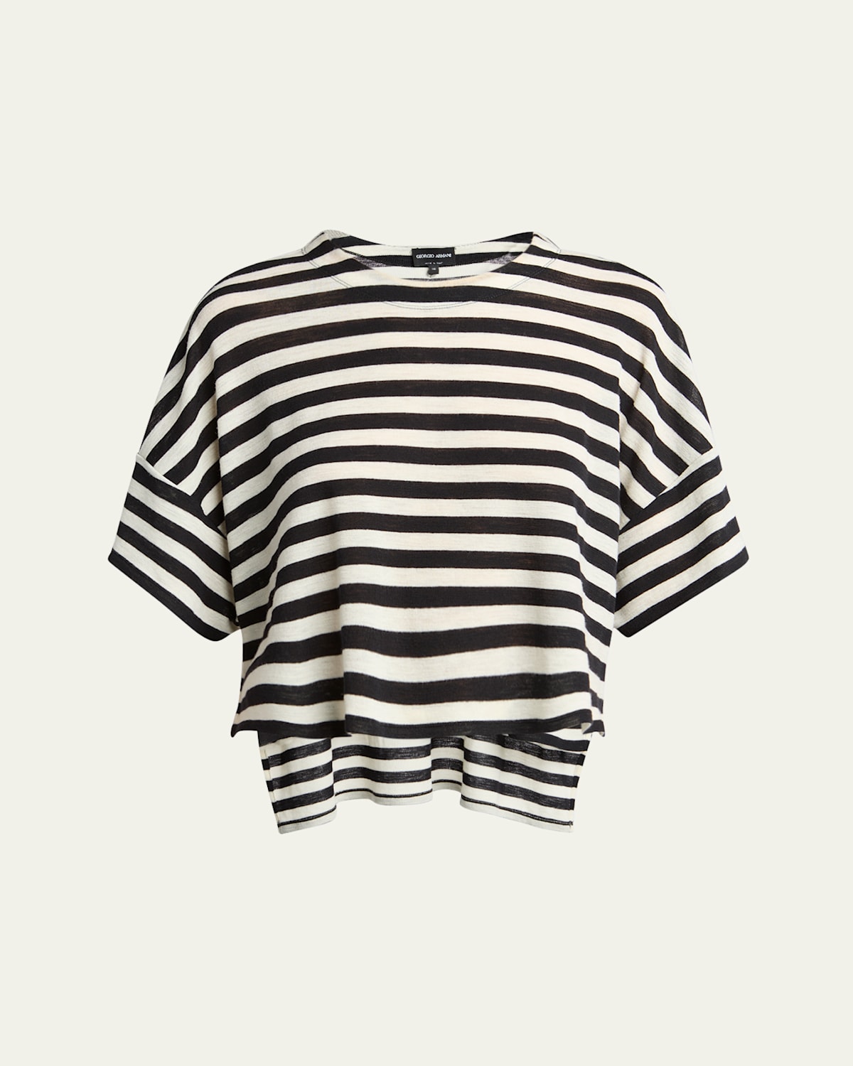 Shop Giorgio Armani Stripe High Low Wool T-shirt