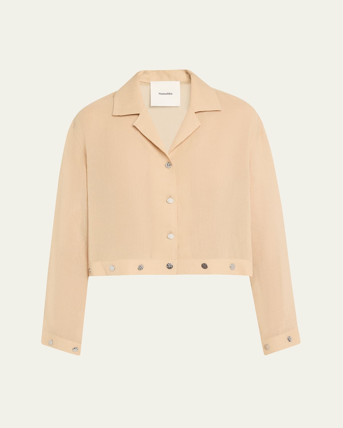 Nanushka Vally Studded Cropped Gauze Shirt