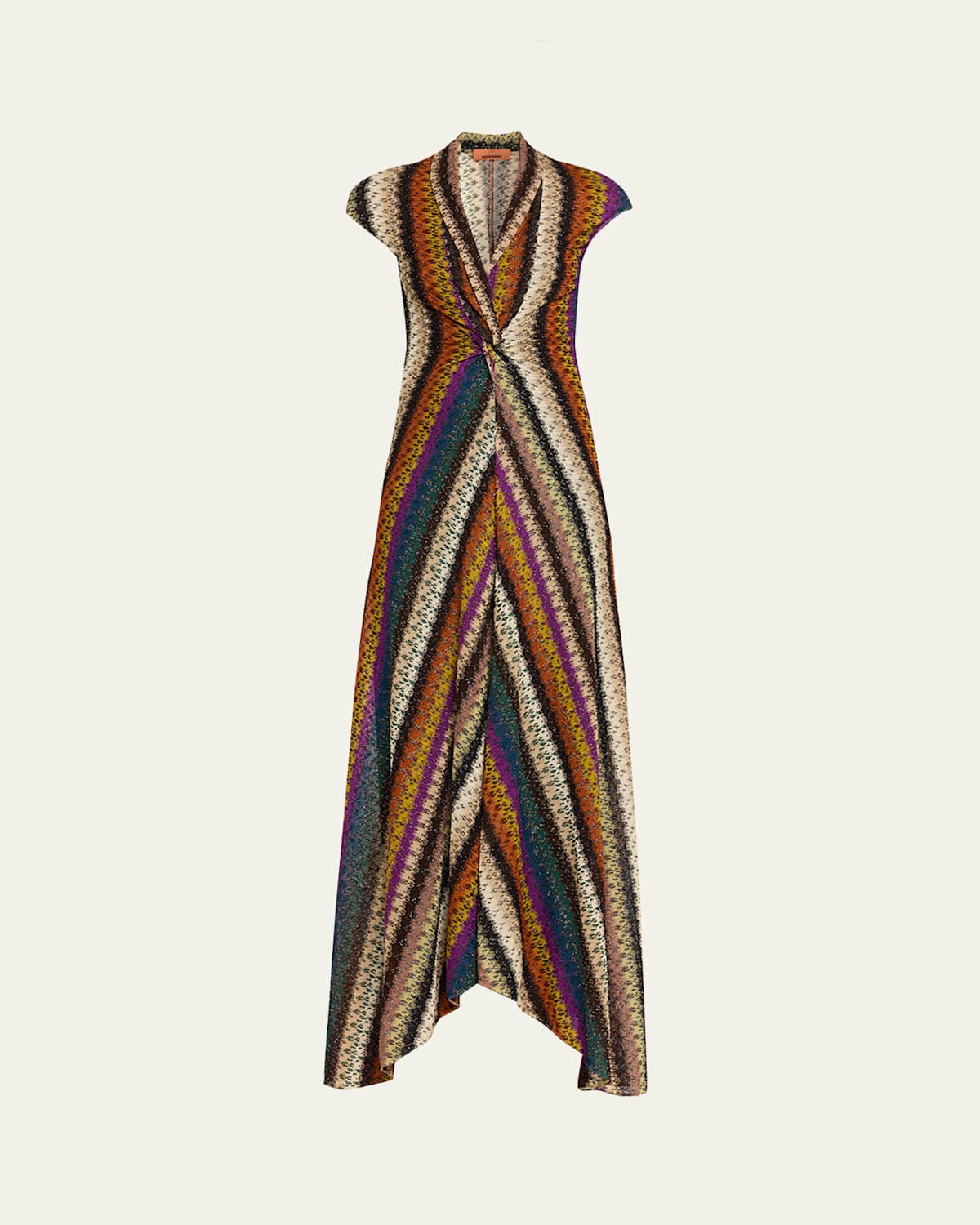 Metallic Stripe Twisted Maxi Dress