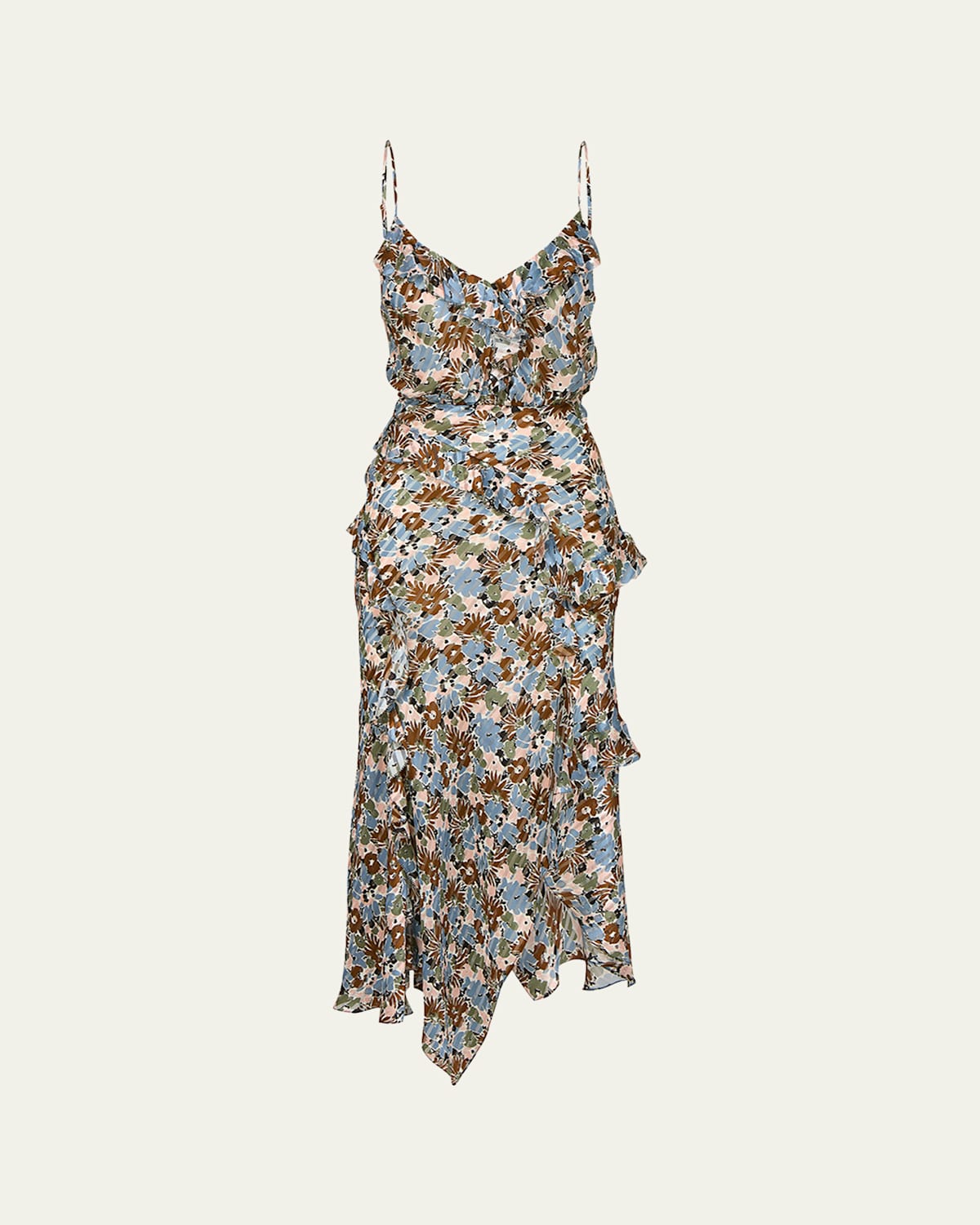Veronica Beard Avenel Floral Ruffled Midi Dress In Multi