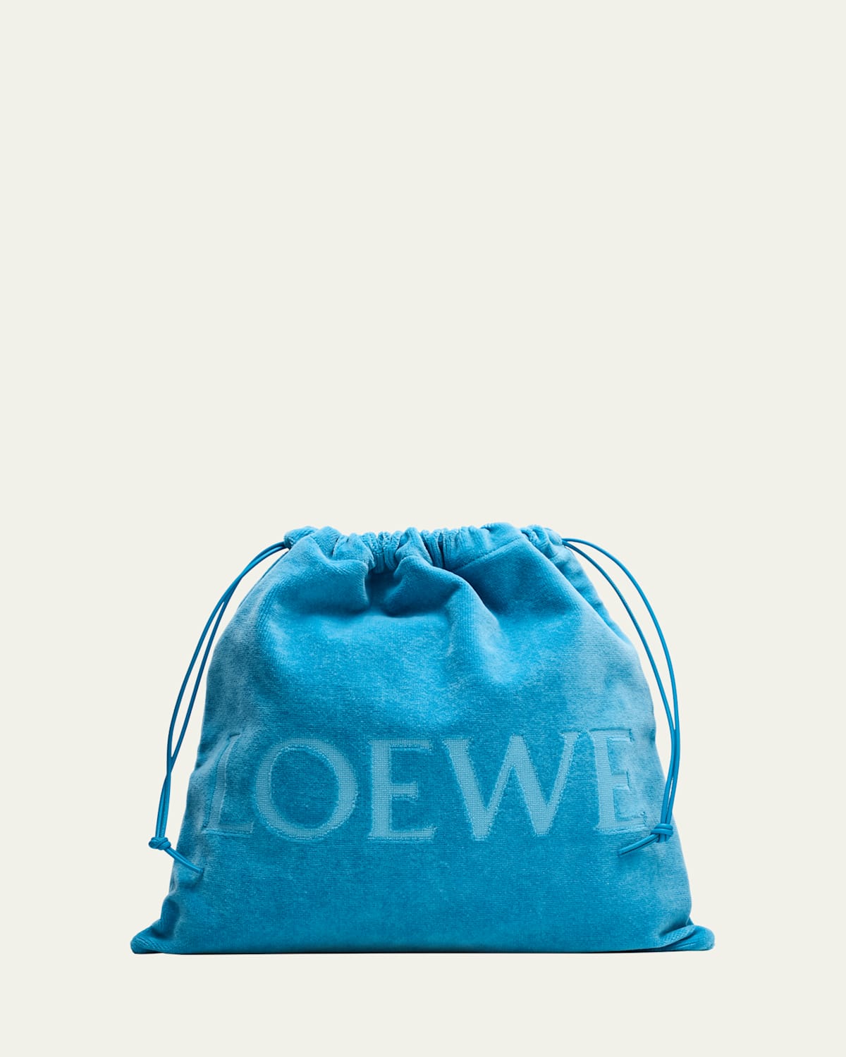 Loewe Medium Drawstring Pouch Bag In Terry Cloth In Black