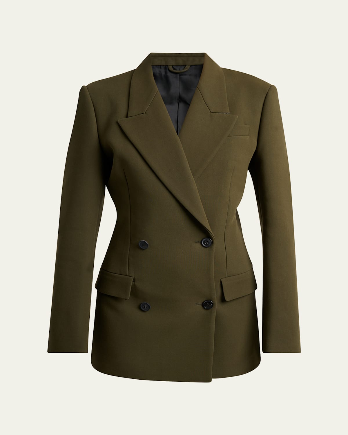 Alaïa Alaia Double-breasted Olive Green Wool Jacket Women In Green