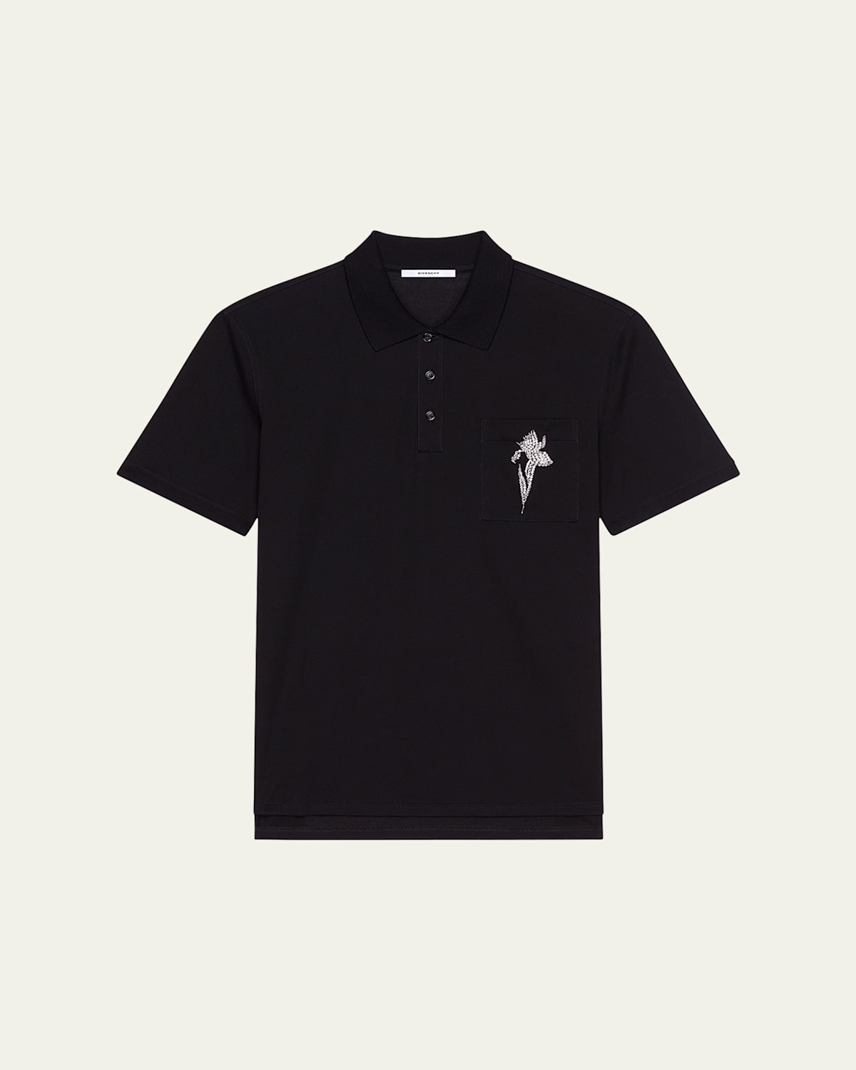 Givenchy Polo In Cotton With Crystal Embroidery In Black