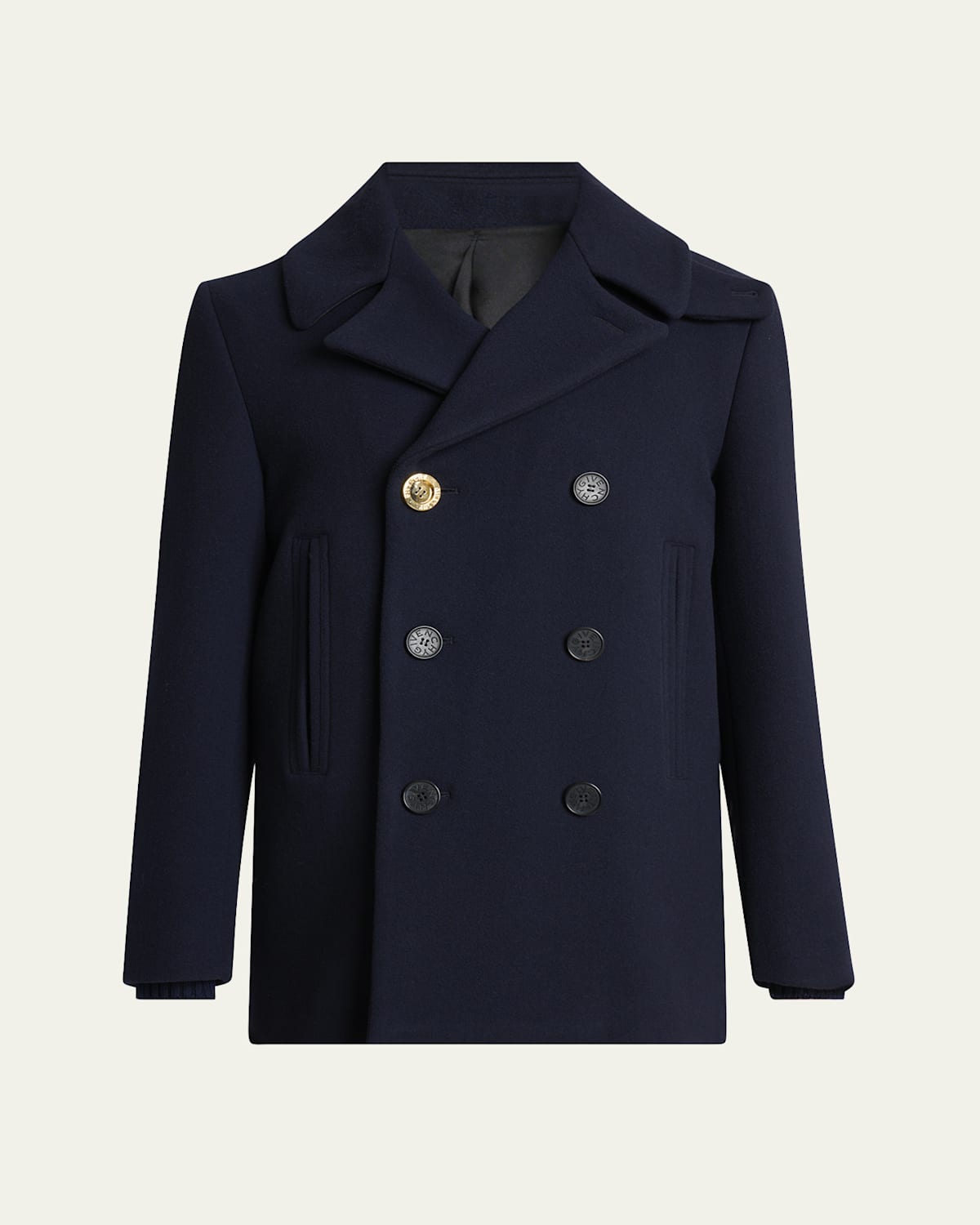 Givenchy Men Double-breasted Coat In Blue