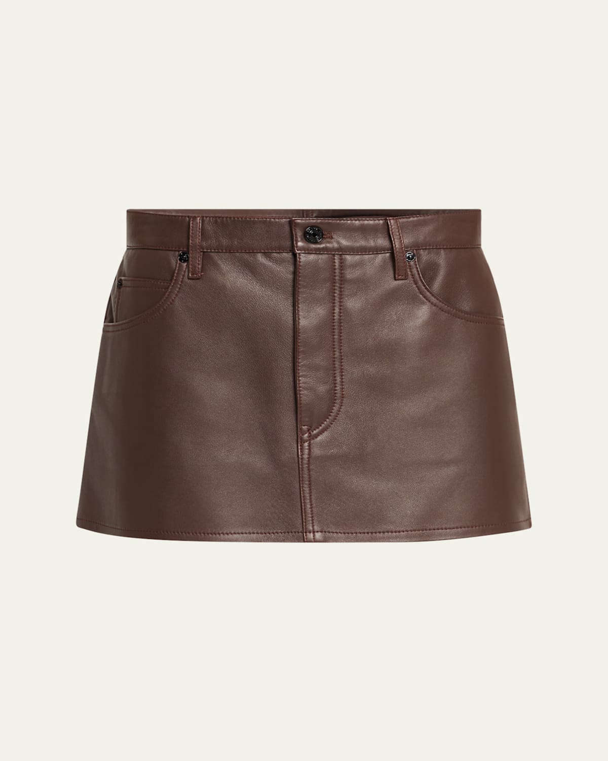 Shop Frame The Leather Mini Skirt
