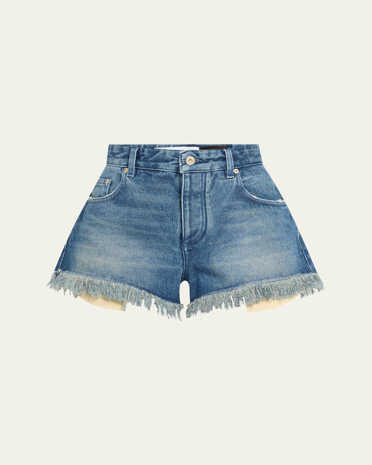 Loewe Anagram Detail Frayed Denim Shorts