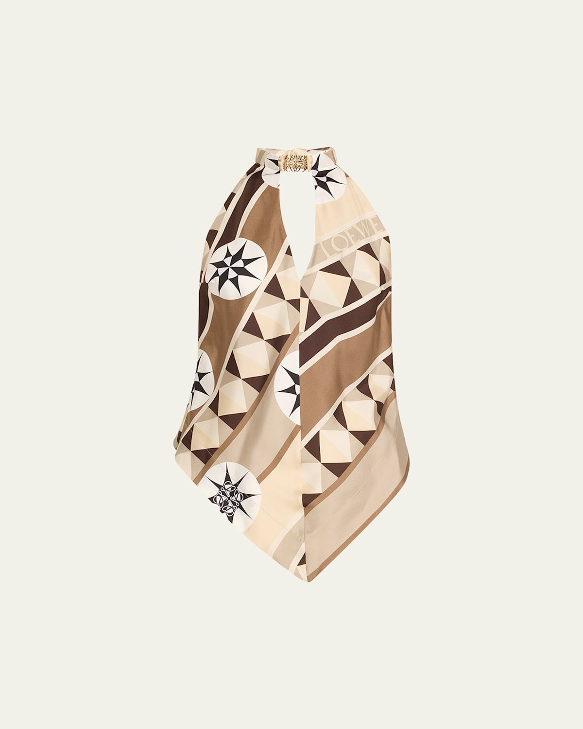 Loewe Anagram Keyhole Geo-print Silk Halter Top