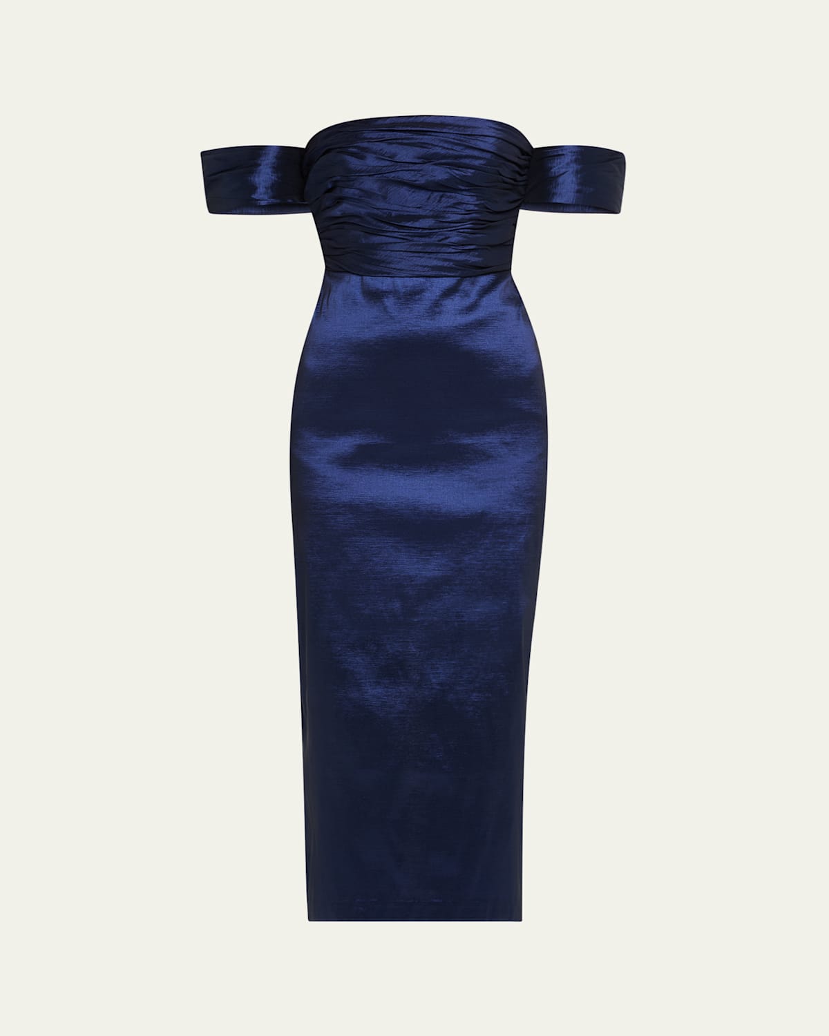 Adele Ruched Taffeta Midi Dress