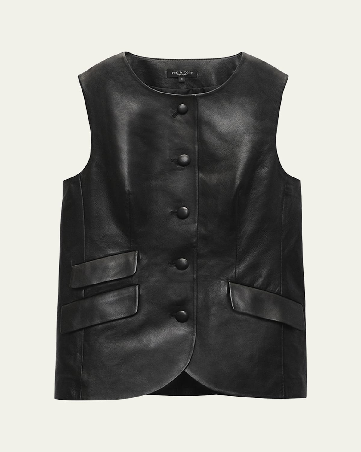 Rag & Bone Slade Leather Vest In Black