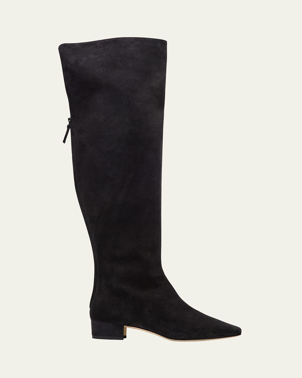 Manolo Blahnik Gore Suede Block Heel Knee Boots In Black