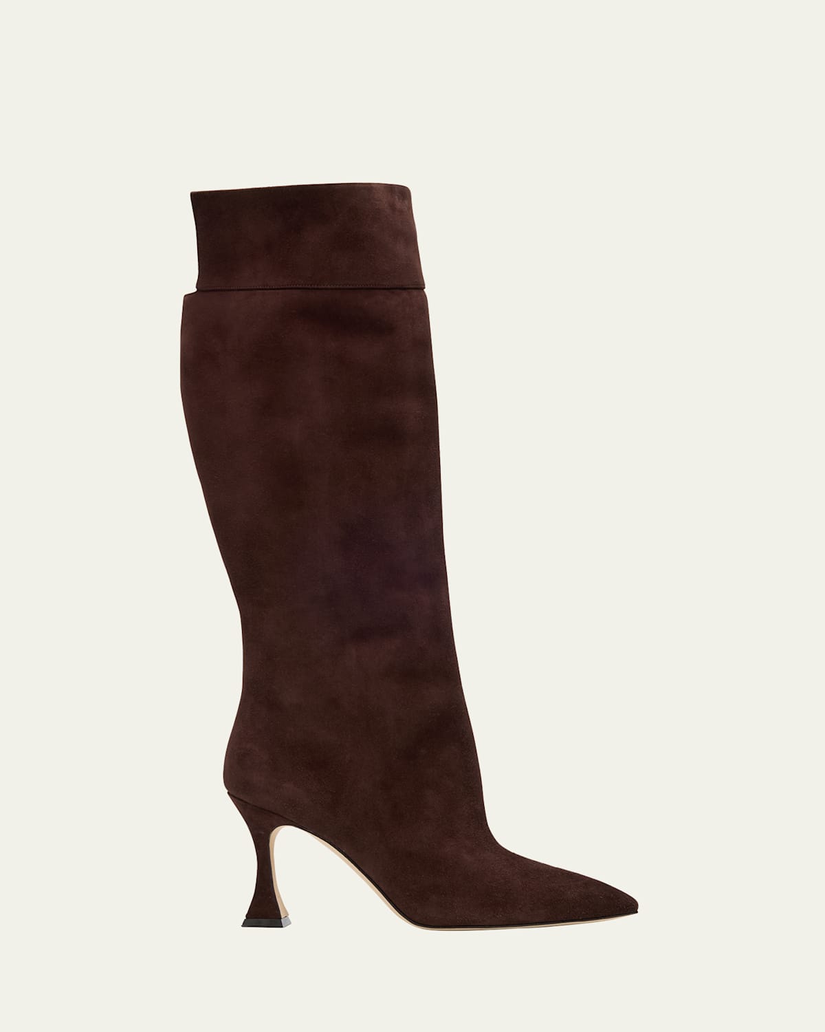 Manolo Blahnik Miralonepla 90 Suede Knee Boots In Brown