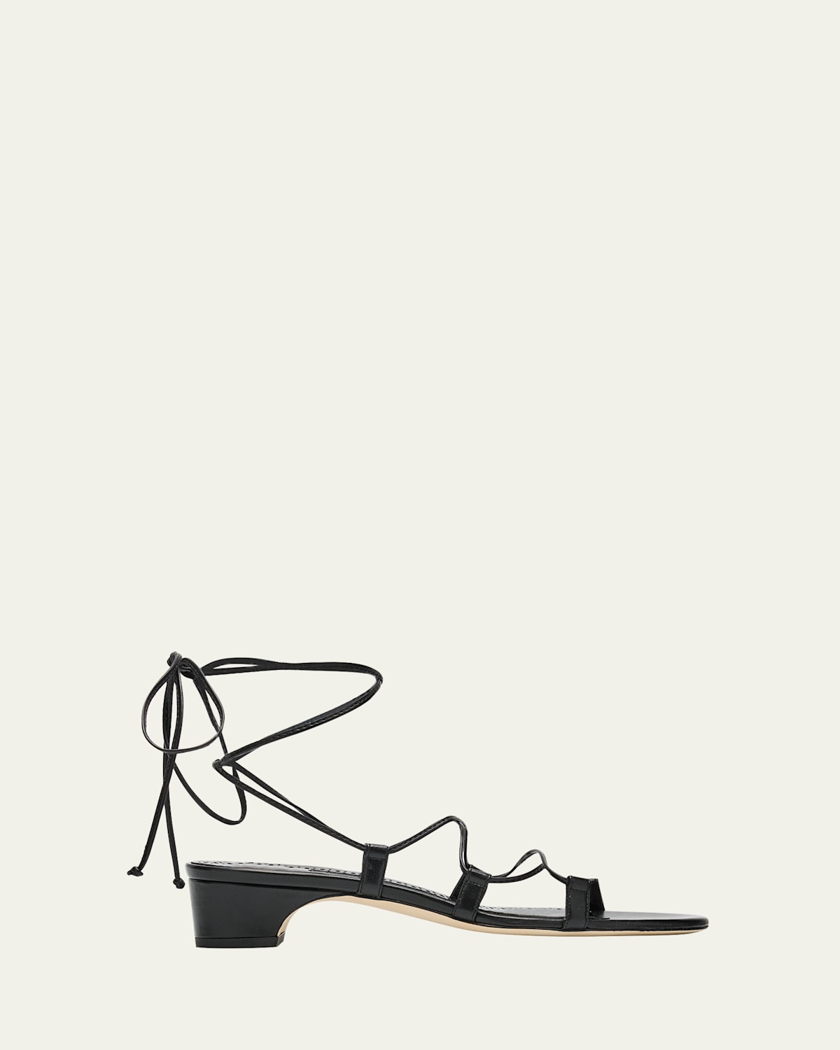 Manolo Blahnik Dellasan Leather Kitten-heel Sandals