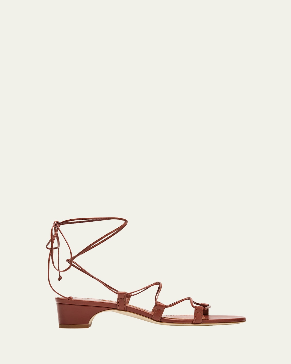 Manolo Blahnik Dellasan Leather Kitten-heel Sandals