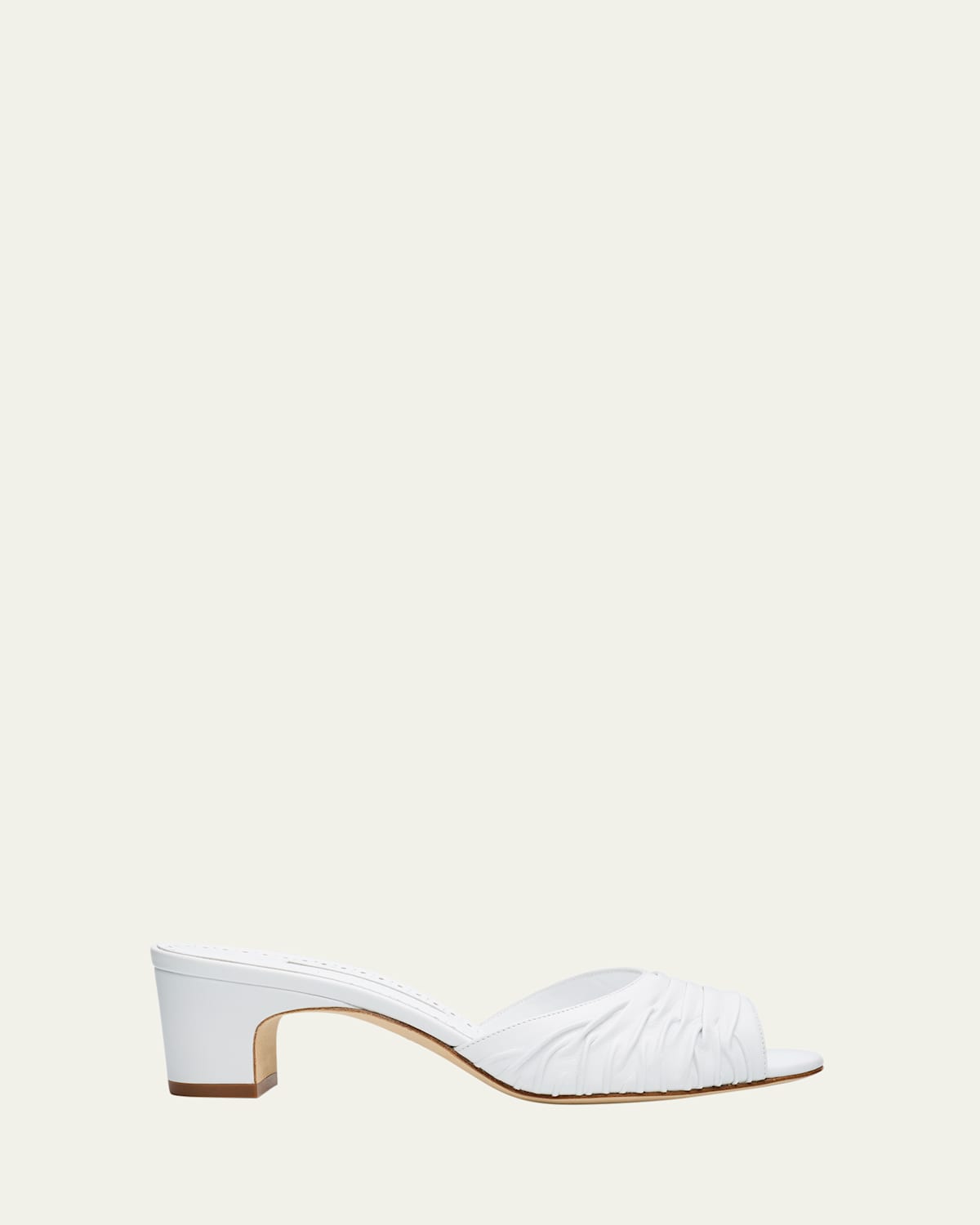 Ruched Leather Slide Sandals