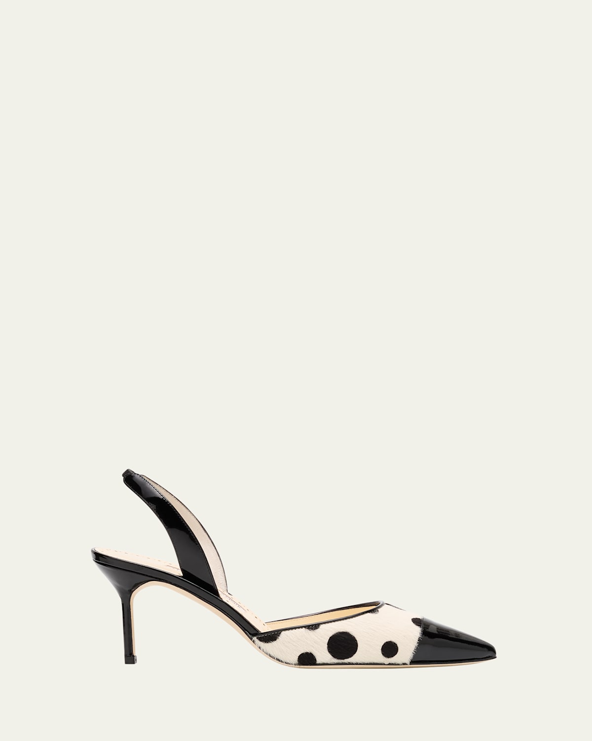 Manolo Blahnik Capsli Polka-dot Calf Hair And Patent Leather Pumps In Multi