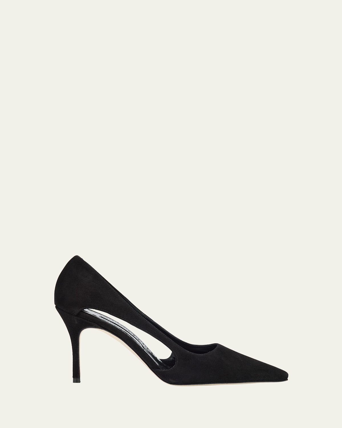 Manolo Blahnik Boukefalos Suede Cut-out Pumps In Black
