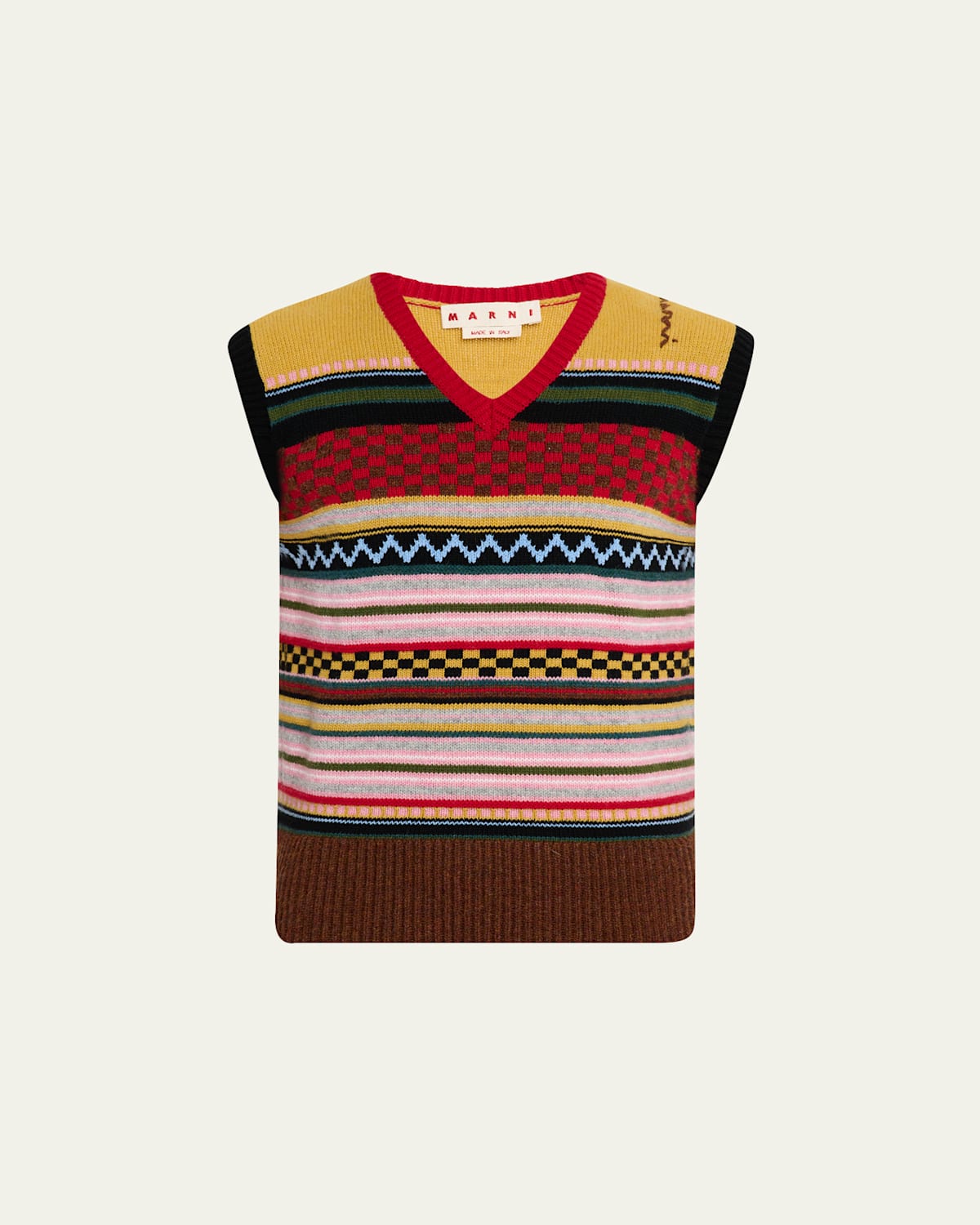 Marni Striped Wool Vest In Multi
