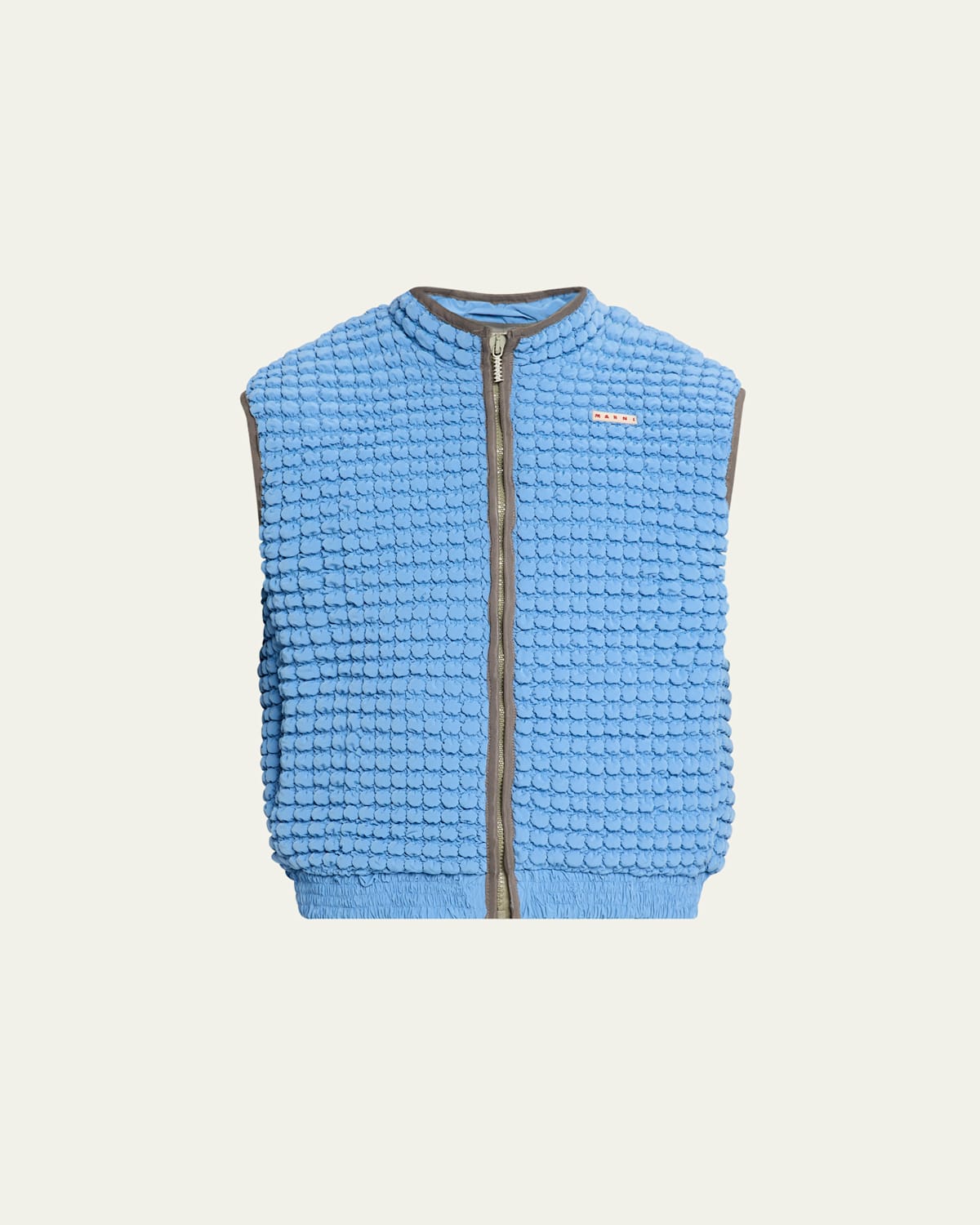 Marni Pluriball Quilted Relaxed Fit Zip Front Vest In Blue