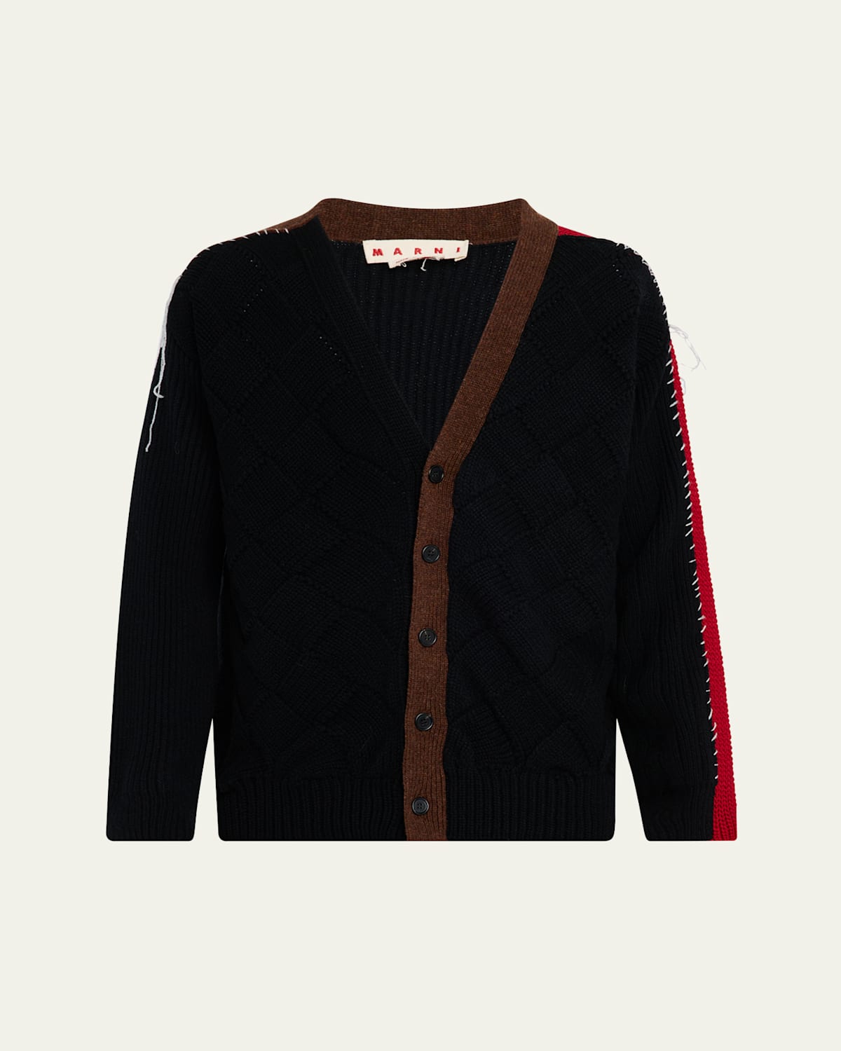 Marni Mended Colorblock Cardigan In Black