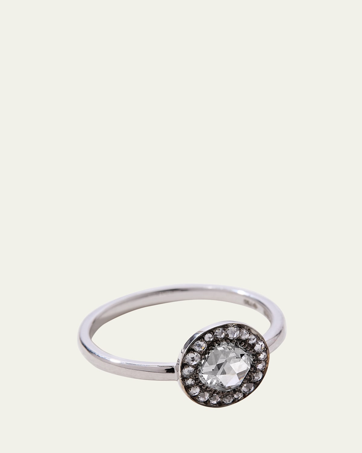 18K White Gold Small Lab Diamond Single Halo Ring