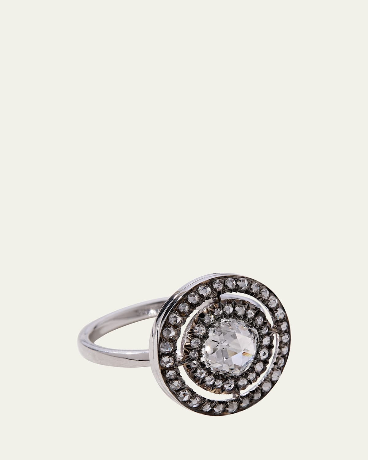 18K White Gold Medium Lab Diamond Double Halo Ring
