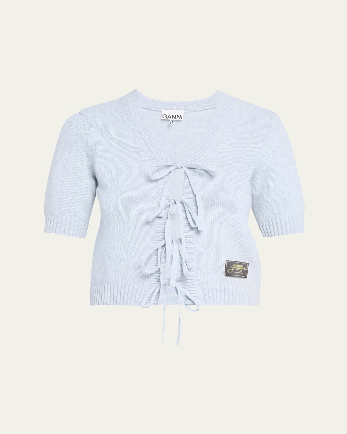 Short-Sleeve Tie-Front Cardigan