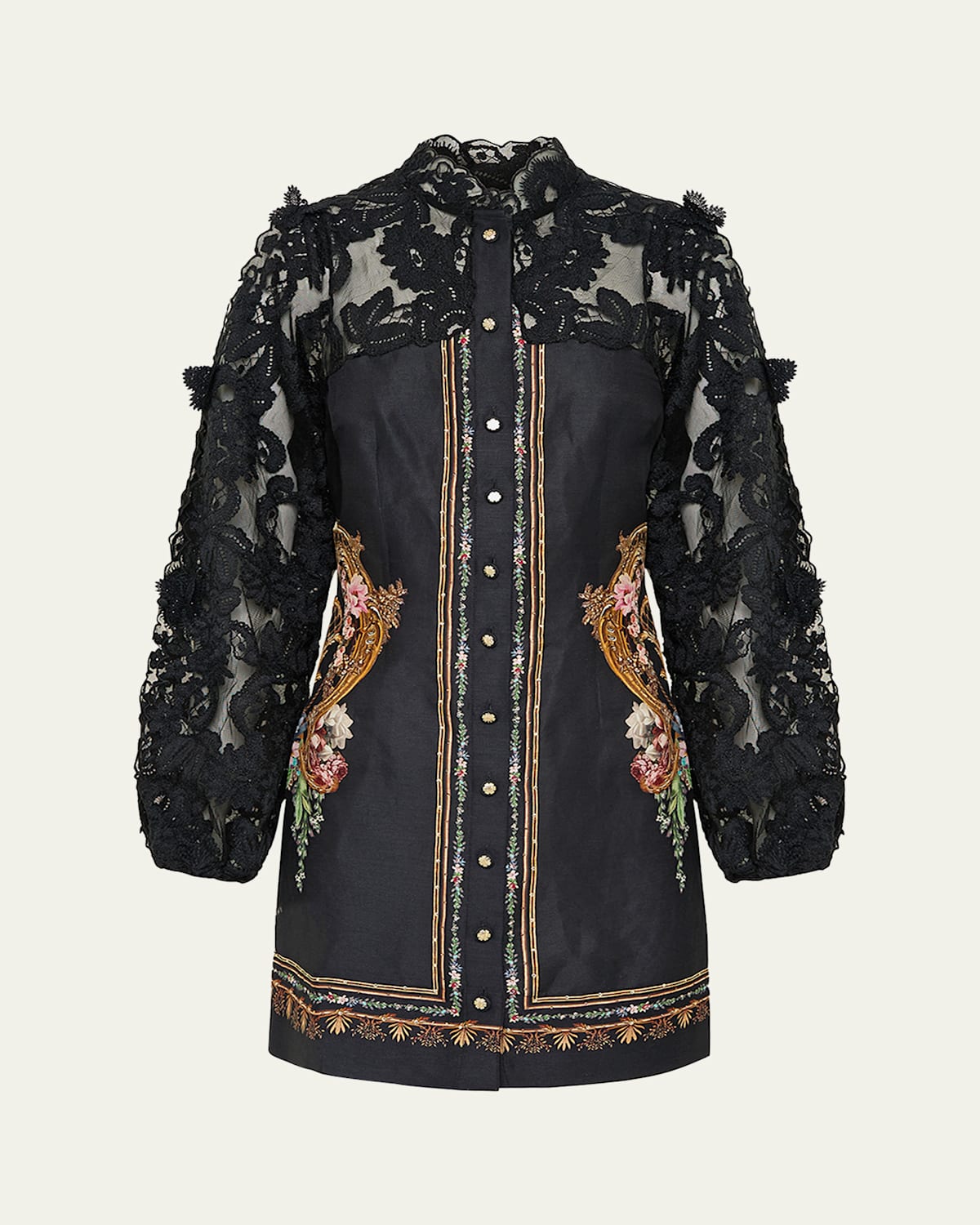 Camilla Noble Endeavours Lace Sleeve Mini Dress In Black