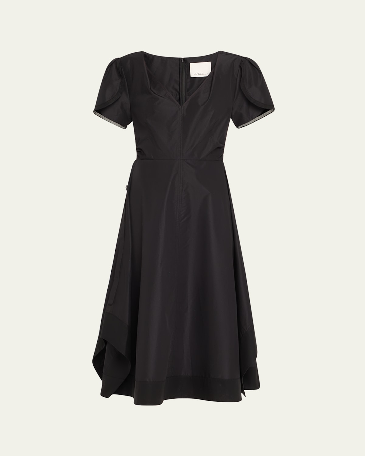V-Neck Tulip-Sleeve Midi Dress