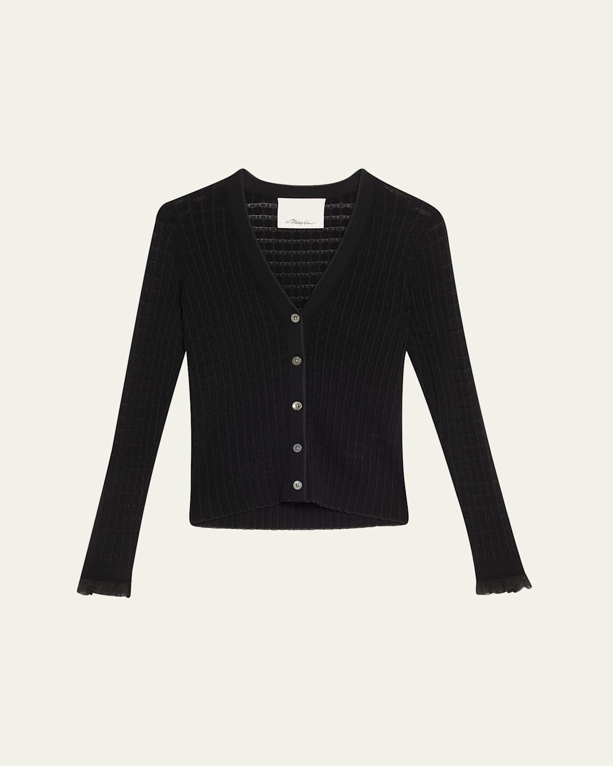 Ruffle-Trim V-Neck Cardigan