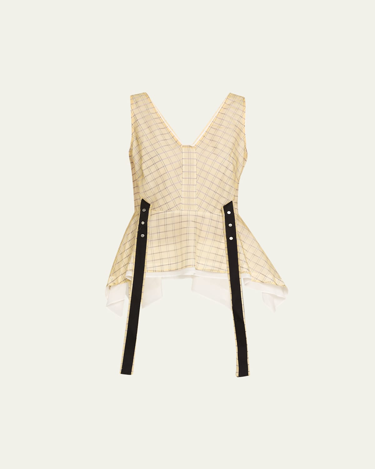 3.1 Phillip Lim Sleeveless Plaid Organza Flounce Top In Neutral