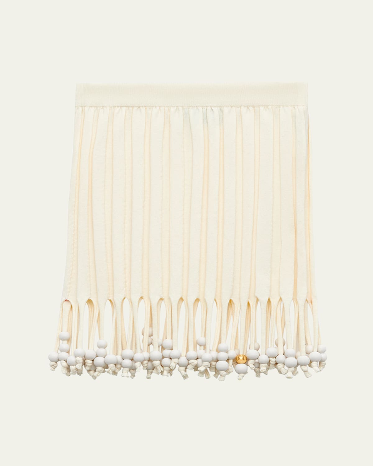 Loewe Fringe Beaded Ribbed Mini Skirt In White