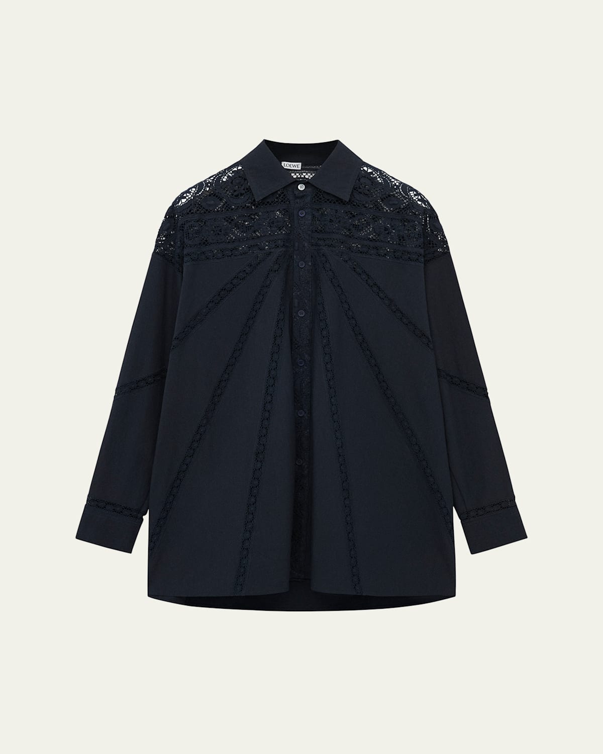 LOEWE SHEER LACE BUTTON DOWN BLOUSE 