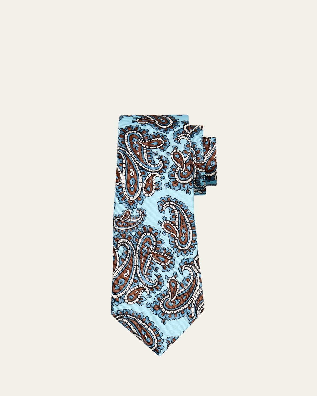 Kiton Men's Large Paisley Silk Tie In Blue