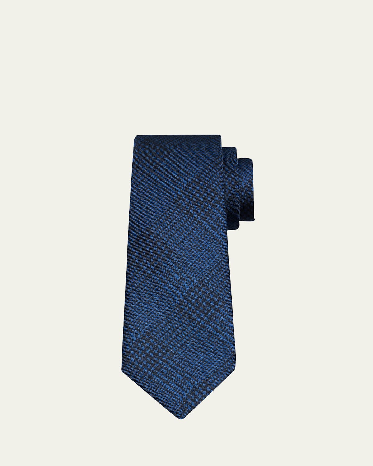 Kiton Men's Houndstooth Plaid Silk 7-Fold Tie