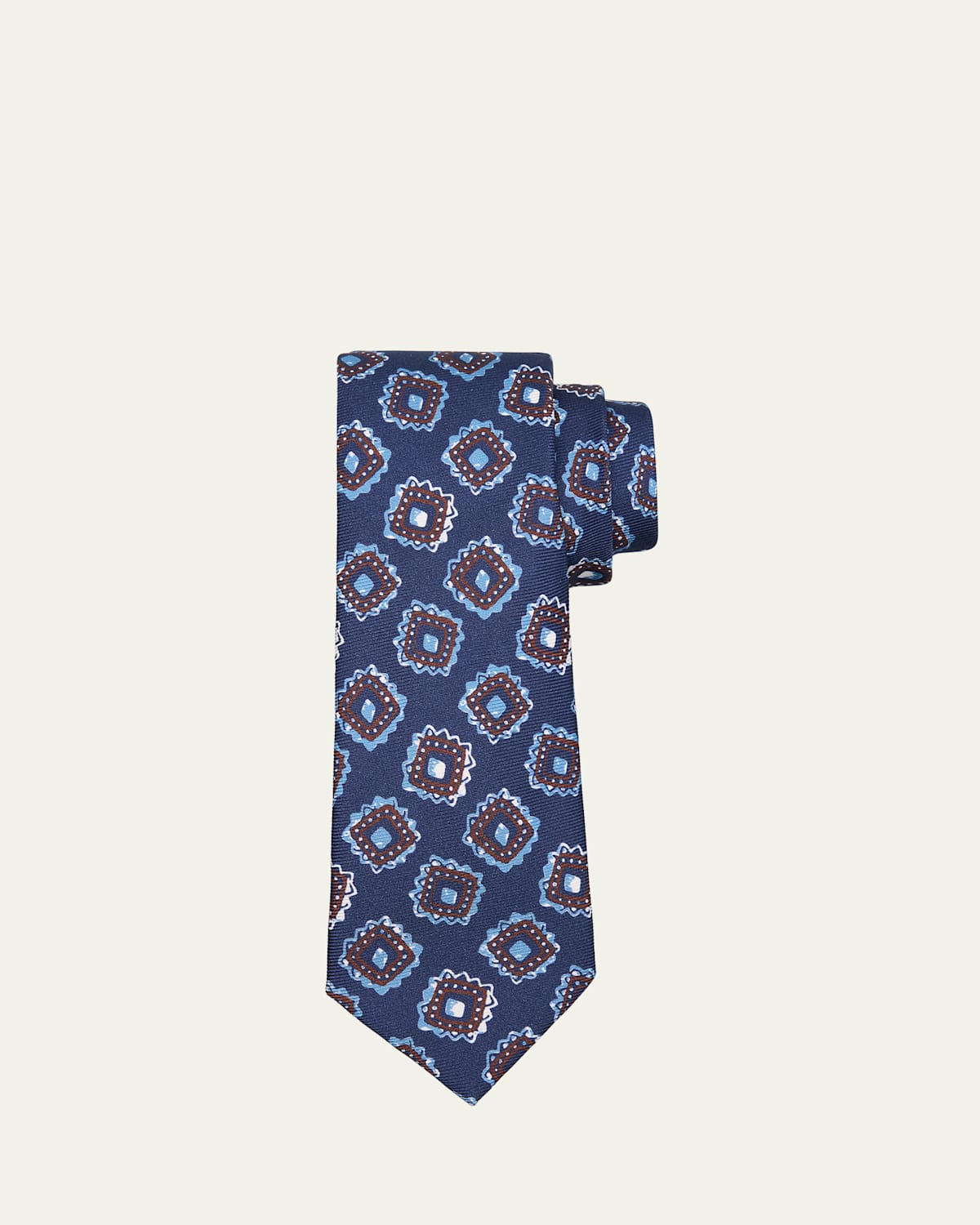 Kiton Men's Large Medallion Silk Tie In Blue