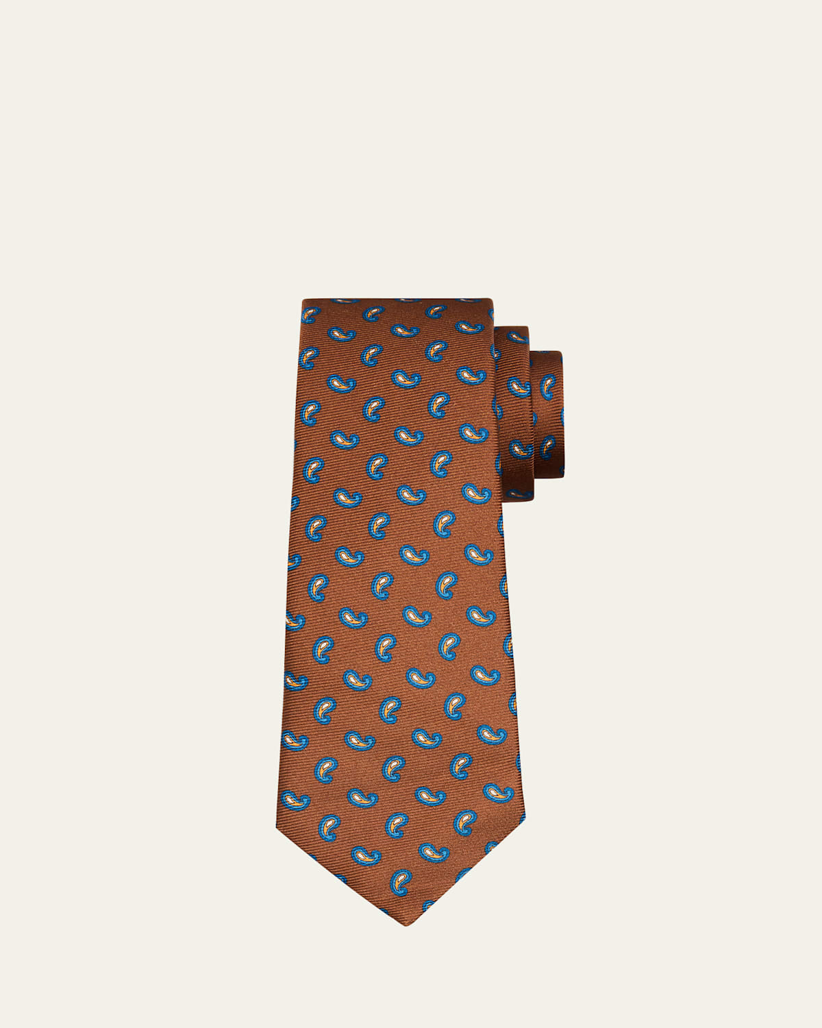Kiton Men's Small Paisley Silk Tie In Brown