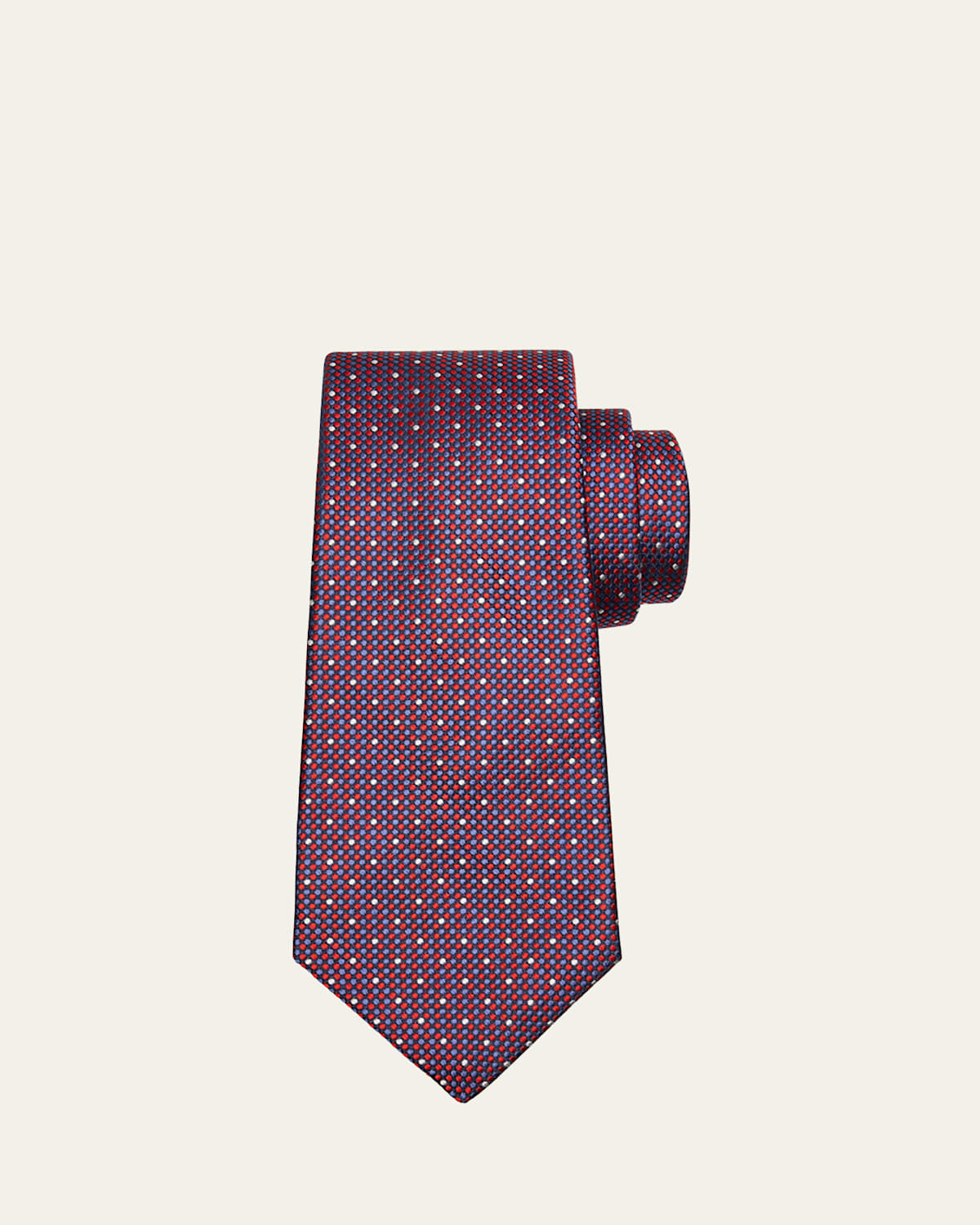 Kiton Men's Micro-dot Silk 7-fold Tie In Pink