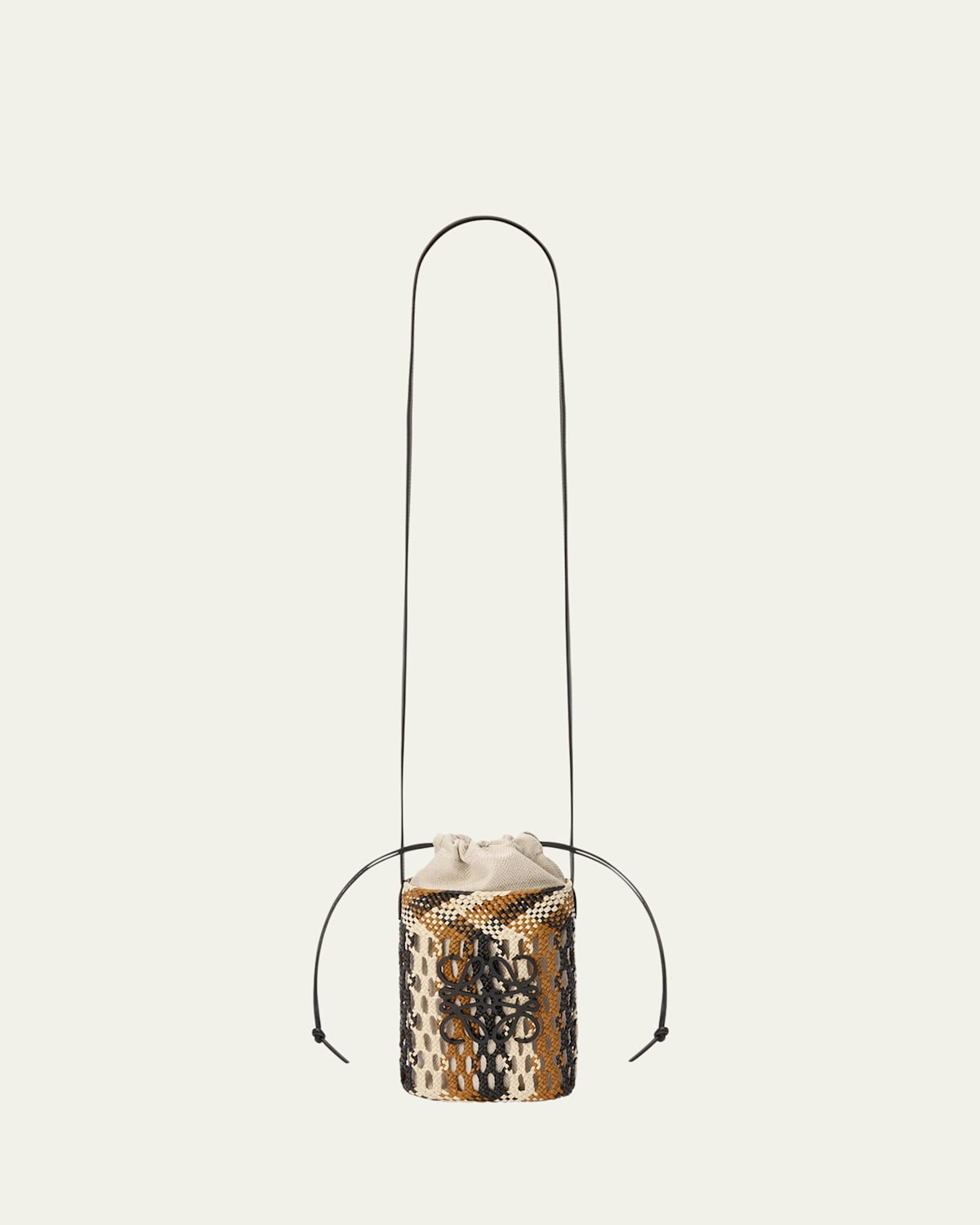 Loewe Anagram Pocket Braided Crossbody Bag In Straw And Leather