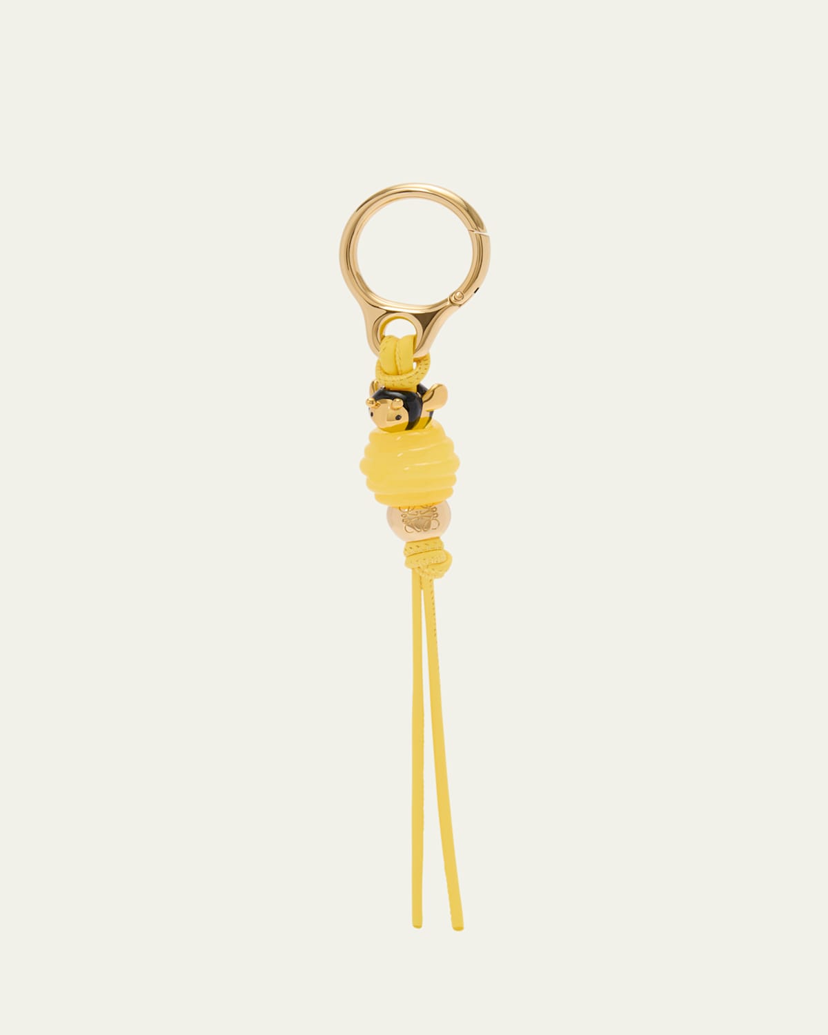 Loewe Dee Dice Bag Charm In Brass And Leather
