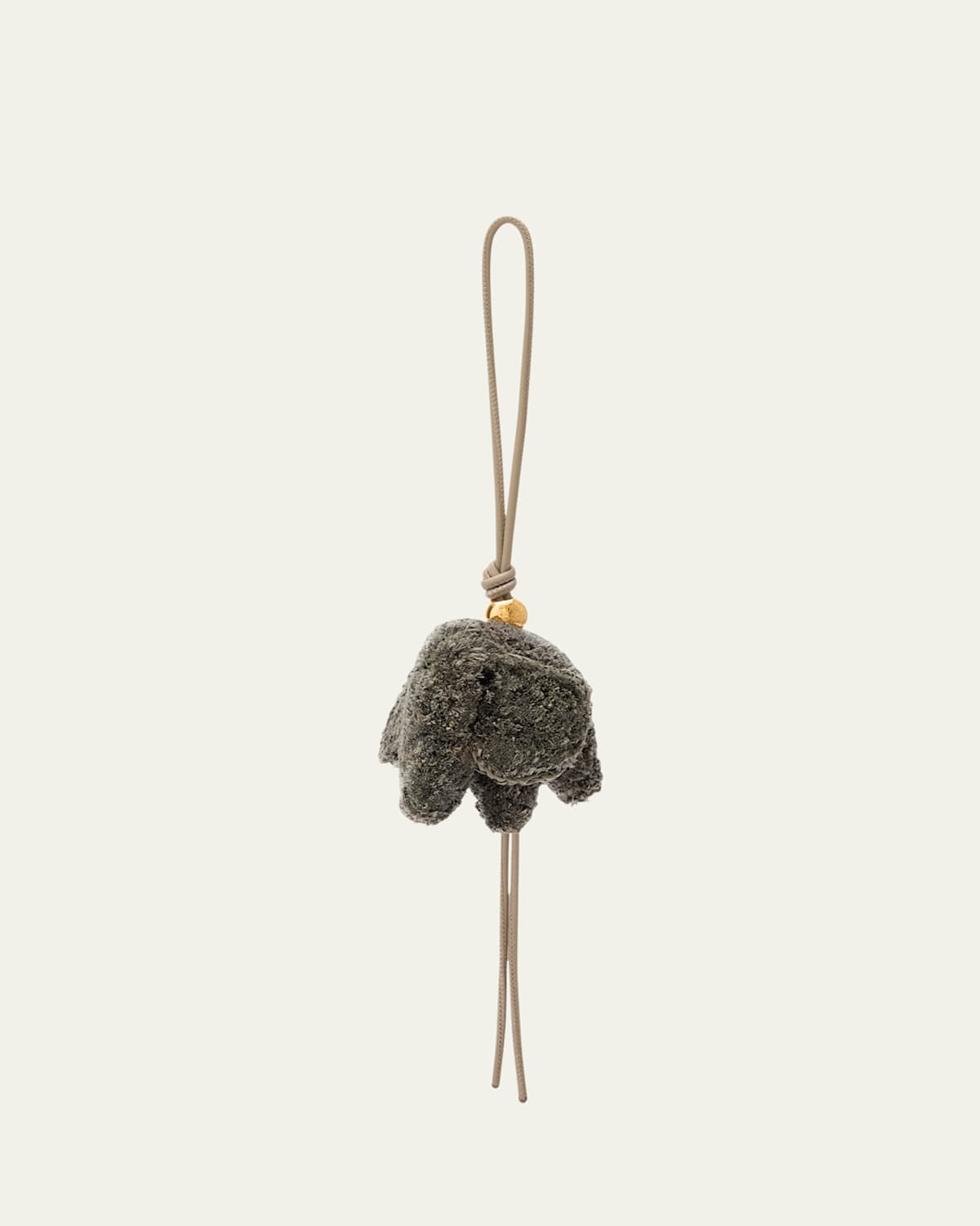 Loewe Elephant Bag Charm In Raffia And Leather