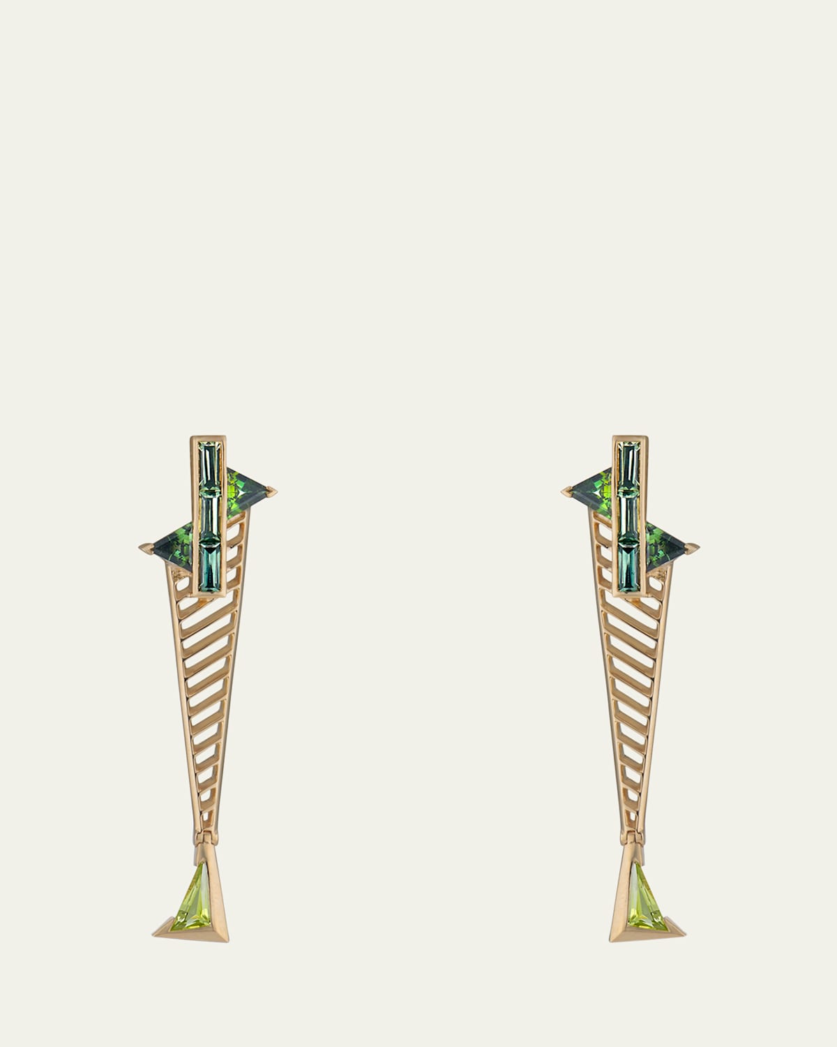 Suspension Sapphire, Tourmaline and Peridot Earrings