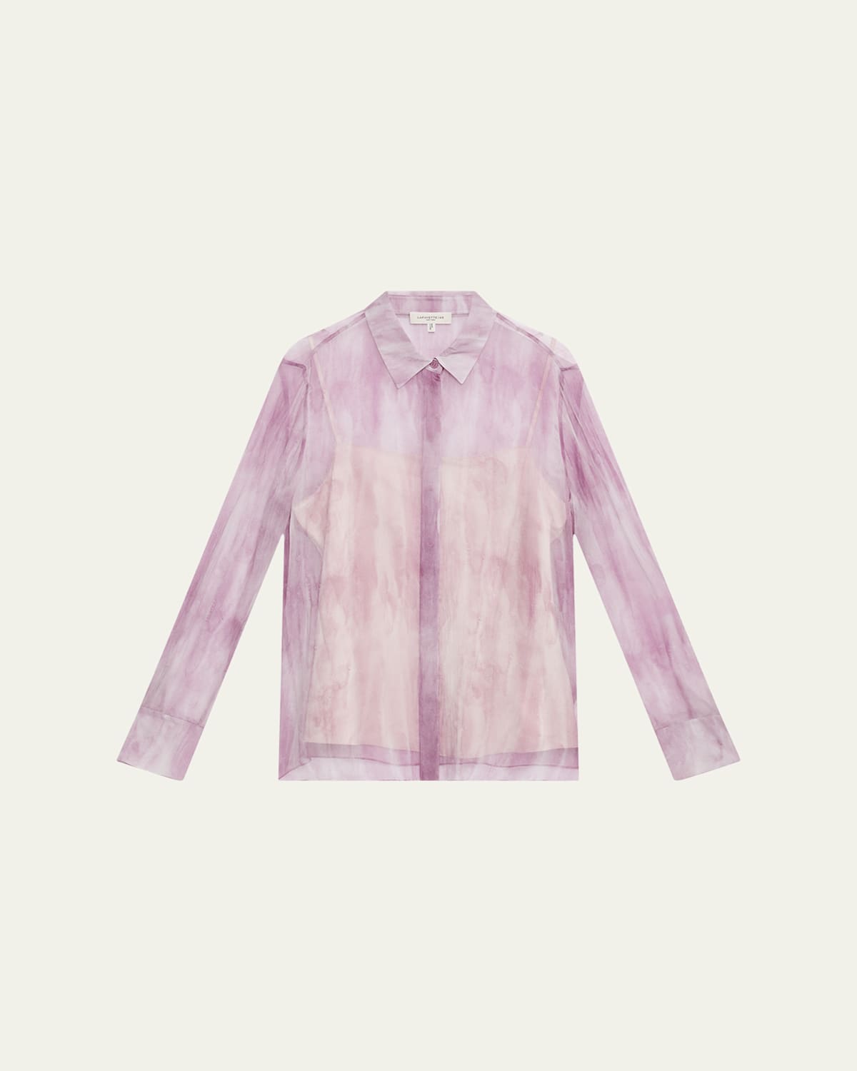 Lafayette 148 Scottie Button-down Sheer Silk Blouse
