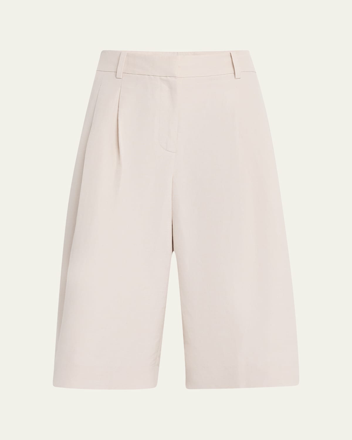 Lafayette 148 Sutton Pleated Wide-leg Shorts In White