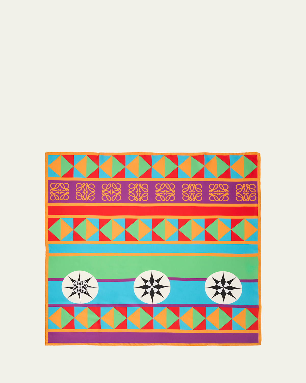 LOEWE ANAGRAM COMPASS SILK TWILL SCARF 