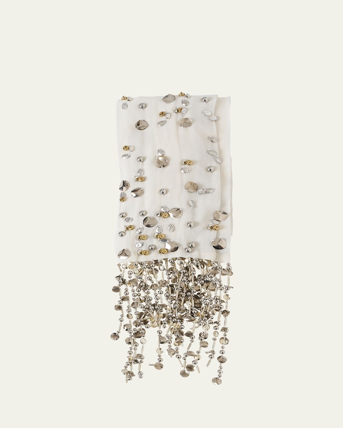 Folds Embellished Fringe Scarf