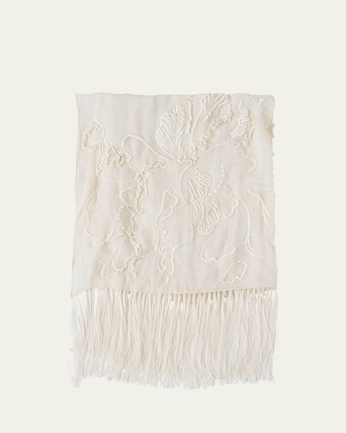 Shop Dries Van Noten Felicia Floral Sequined Fringe Scarf