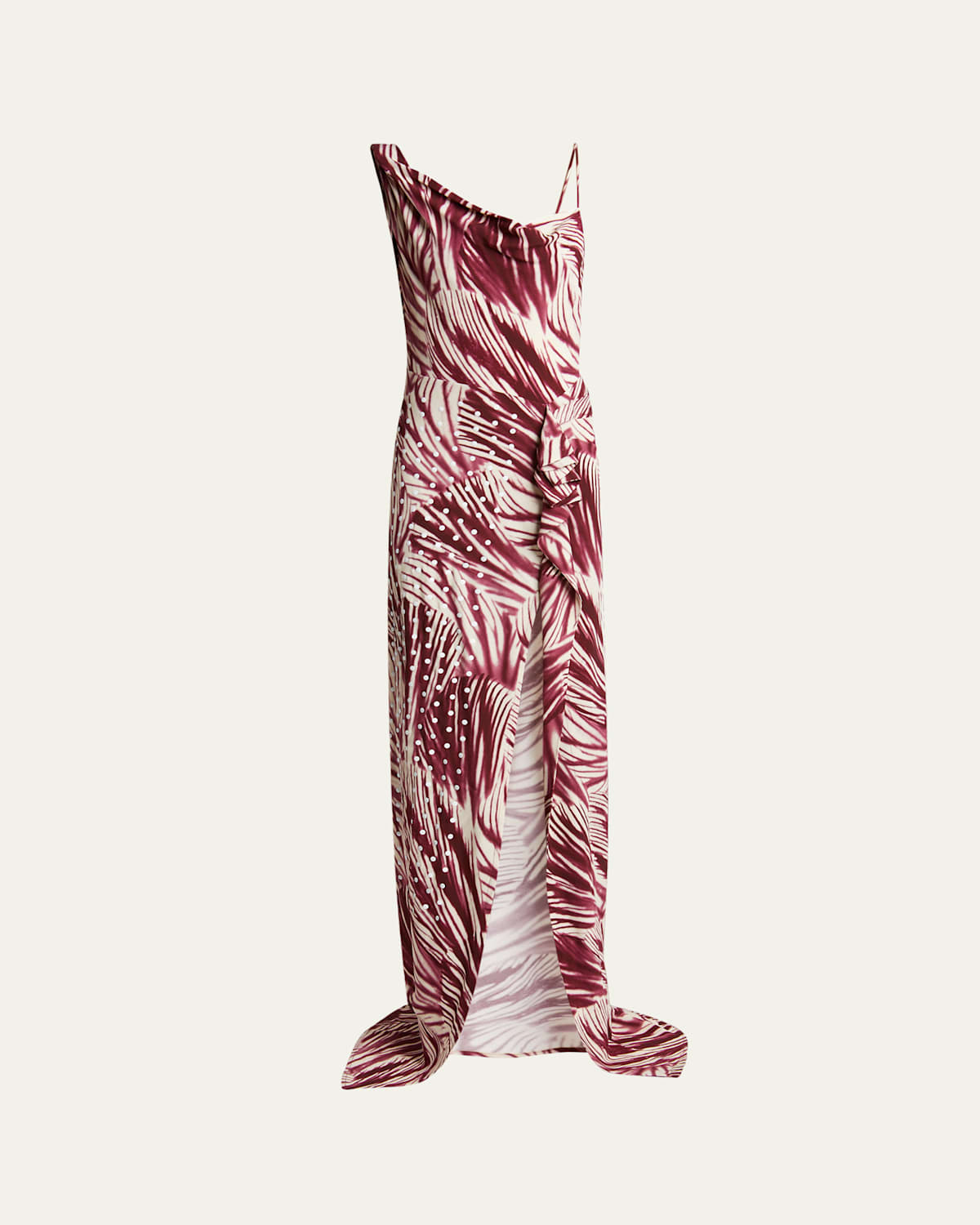 Shop Dries Van Noten Deyon Printed One-shoulder Draped Gown