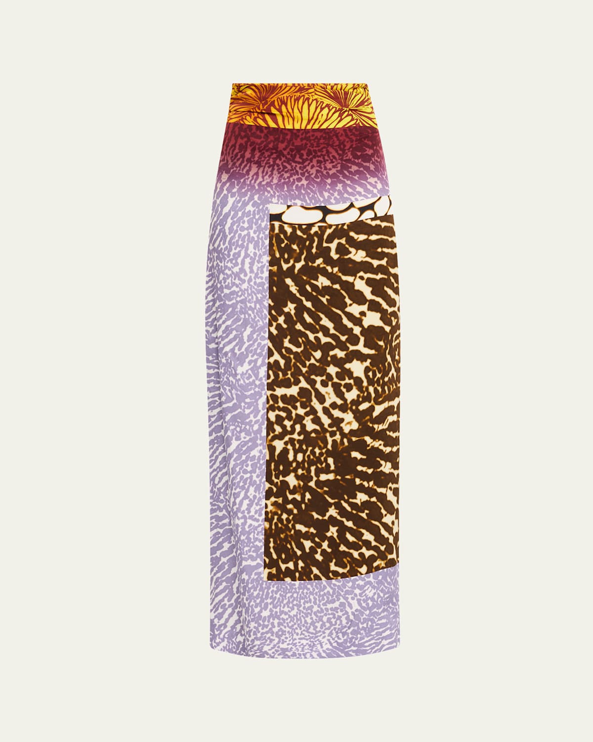 Abstract-Print Ruched Maxi Skirt